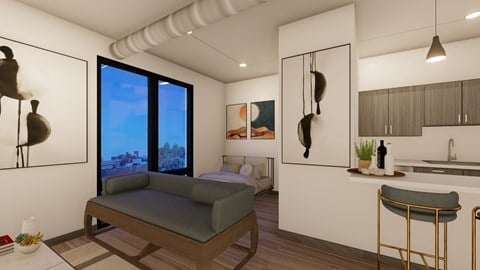 Floor plan for studio, 1 bath, 448 sqft